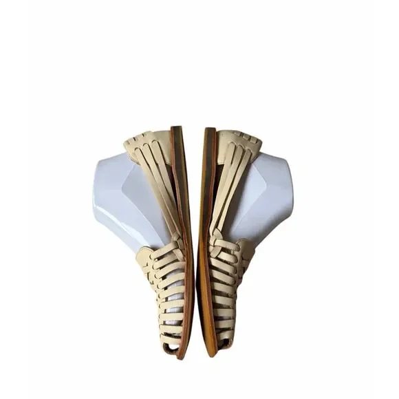 Anthropologie Nisolo Sandals Flats Huarache Woven Leather Boho Cream 8 - Picture 10 of 10